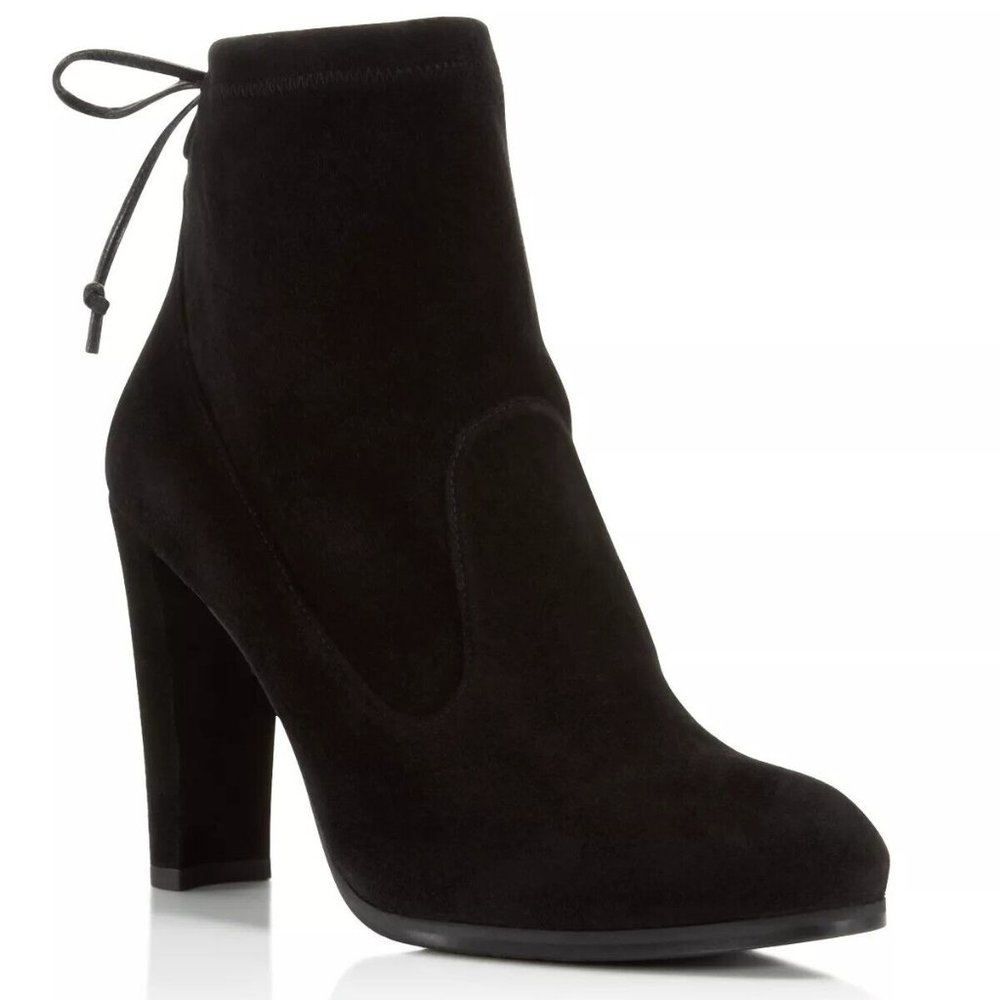 $700 STUART WEITZMAN GLOVE BOOTIE SOCK HIGHLAND SUEDE BLACK 9 (PA22)